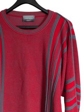 Carlo Colucci Modern Cut Pullover Herren Knitwear Rot Grau Größe 52 