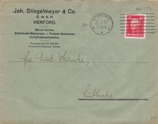 119813) DR Blg mit Perfin/Firmenlochung JSH aus Herford, Joh. Stiegelmeyer