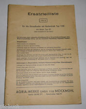 Ersatzteilliste 110/3 Agria Einradhacke mit Radantrieb Typ 1100 mit Motor Typ 35