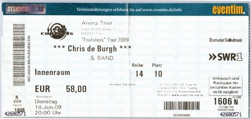 Chris burgh ticket 2009 - burgh,