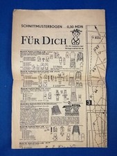 FÜR DICH - Schnittmusterbogen, für die Juni Hefte 1967, DDR 0,30 MDN, schneidern