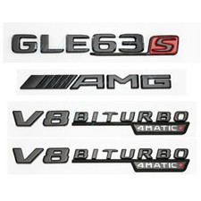 Für Mercedes GLE63s AMG V8 Biturbo 4matic Auto Embleme Aufkleber Schwarz Glanz