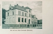 Foto AK Litho Cunewalde 1900 alte und neue Schule Heine Mitteldorf Rarität
