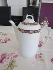 sehr schöne alte Kaffeekanne weiß mit Blumenrand   ca.20cm hoch (Fraureuth)