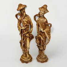 Asiatisches Figurenpaar mit Drachen chinesischer Stil Kunstharz Deko XL 50cm