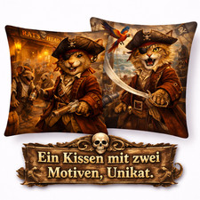 Piraten Kissen Katze Ratte