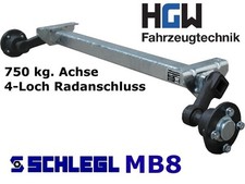 750 kg. Achse für Anhänger -