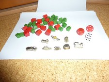 8 Metallfiguren Spielfiguren Monopoly Ersatzteile, Häuser, Hotels, Würfel