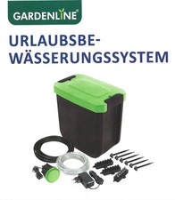 Urlaubsbewässerungssystem von Gardenline mit Wasserbehälter, Netzteil u. Pumpe