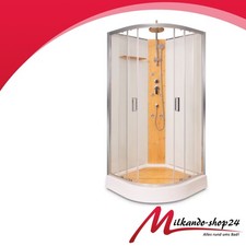 Duschtempel Fertigdusche Duschkabine Glas komplett Dusche 90x90 x 225 cm Weiß