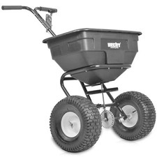 Streuwagen Anhänger 60L Gerät Splitt Dünger Salz Saatgut Schleuder Streuer Quad