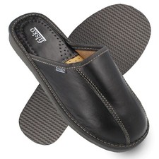 Hausschuhe Herren Leder schwarz bis Gr. 50 Pantoffeln Premium Sohle filsko Tarm