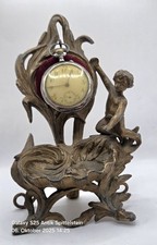 Antiker Jugendstil Taschenuhr Ständer mit Puto um 1900