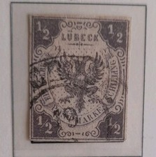 Briefmarke Lübeck 1861 MI-NR 6 seltene gestempelt Luxus vollrandig 2000€ Mi TOP
