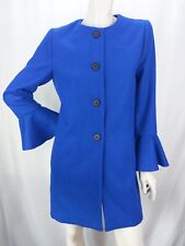 AMITIE Damen Jacke Mantel Rundhalsausschnitt Ausgestellte Ärmel Gr. L Blau