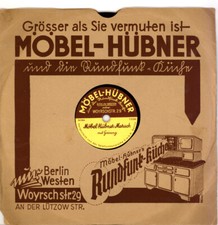 ORCH. & GESANG Möbel-Hübner Marsch/ LOMMEL -20 cm- Schellackplatte + Cover! M174