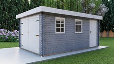 Holzgarage 28mm Flachdach Garage Holz mit Holztor - 3.3x5.1M -  Aurich EB28210L