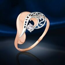 Rotgold Ring Russisches Rose/Weiss Gold 585 Goldring mit Cubic Zirkonia Neu