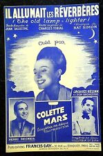 Alte Partitur, Colette Mars - Er Allumait Les Strassenlampen