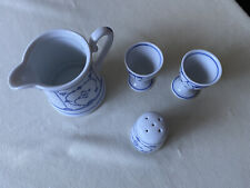 Kahla Germany Origial Blau Saks Milchkännchen, 2 Eierbecher, Salzstreuer