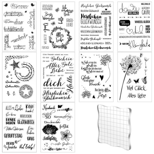 Silikonstempel set acrylblock - set,