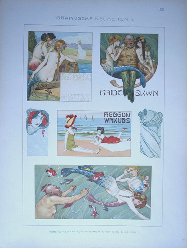 Lithographie jugendstil - lithographie,