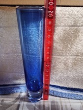 Vase Glas Blau Block  Zylinder 20cm