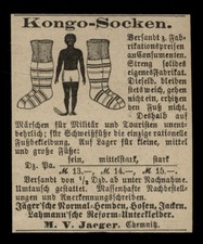 Alte Reklame Werbung 1887 Kongo-Socken M. V. Jaeger Chemnitz