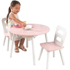 Kidkraft 26165 Runder Tisch Mit Stauraum Und 2 Stühlen Aus Holz Für Kinder rosa