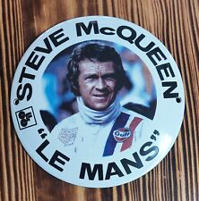 STEVE McQUEEN - "LE MANS" Emailschild MAKELLOS Werkstatt Garage Schild 12cm Rund