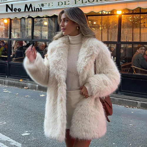 Women faux fur coat long - women,