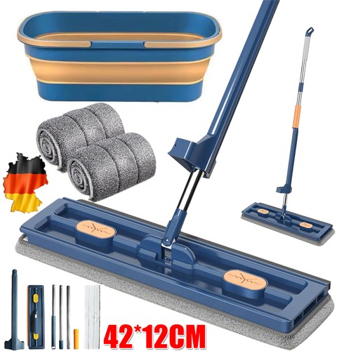 Großer flacher mop und - flacher, eimer