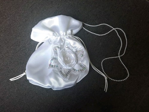 Weiße satin spitzen - weiße, satin-spitzen-tasche