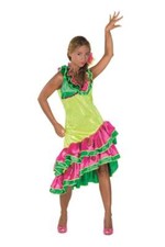 Flamenco Kostüm Kleid Damen Karibikkleid Karibik Hawaii Spanierin Tanz Samba Hut