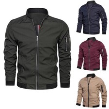 Herren Stehkragen Übergangsjacke Vintage Bomberjacke Fliegerjacke Pilotenjacke