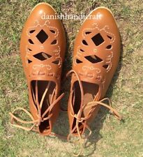 Mittelalter Stil Leder Spitze Stickerei Schuhe Paar Leder Schuhe Paar Neu