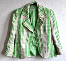 René Lezard Leinenblazer Sommer Blazer Jacke 100% Leinen kariert Grün Gr 34 36