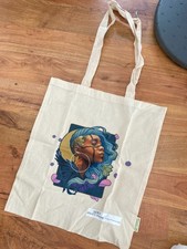 Tote Bag Frauen Kopf bunt Jute Tasche Beutel einkaufen