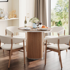 Runder Esstisch Esszimmertisch mit rundem Holzsockel Küchentisch 80cm Walnuss DE