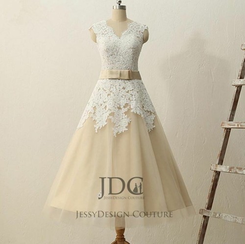 Knielang spitze brautkleid - knielang,