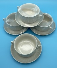 4 Suppentassen mit Unterteller und Henkel, Apulum Porzellan