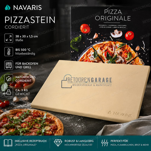 Navaris pizzastein 38x30cm - pizzastein,