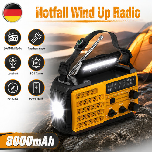 Kurbelradio solarradio 8000mah - kurbelradio,