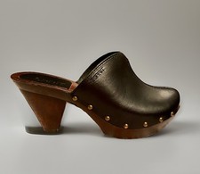 Esprit Pumps Clogs Gr. 39 Schwarz Leder Nieten