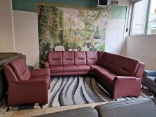 Polinova Ecksofa mit Sessel Loris N2631 Echtleder Torro brombeer, Federkern