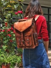 Leder Rucksack Backpack Ziege Tasche 15'' Vintage Braun Reise Neu Laptop Herren