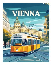Wiener Stadtbild Wandkunst Vintage Straßenbahn Design Urbane Szene Sta