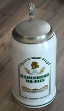 Bier Krug Karlsberg Ur-Pils 1 Liter Zinn Deckel rar selten Sammlung Steingut TOP