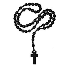 Holz Rosenkranz braun dunkelbraun schwarz Holzperlen Kreuz Zählkette Rückspiegel