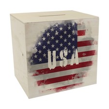 Spardose aus Holz USA-Flagge